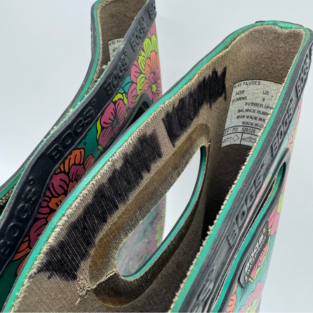 Bogs Women's Colorful Floral Rain Boots - Green and Pink - Picture 6 of 7